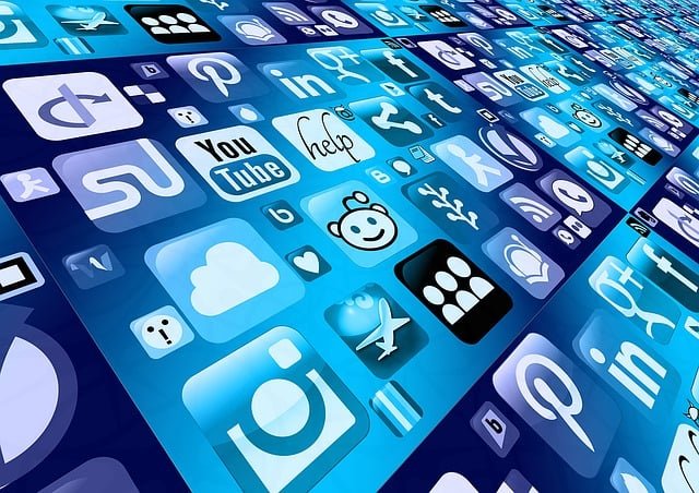 Large group of social media app icons showing the overwhelming presence of social media platforms